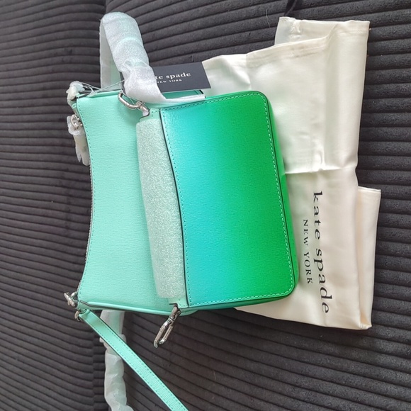 Kate Spade Aqua and Green Double Crossbody Leather Bag - Picture 3 of 7
